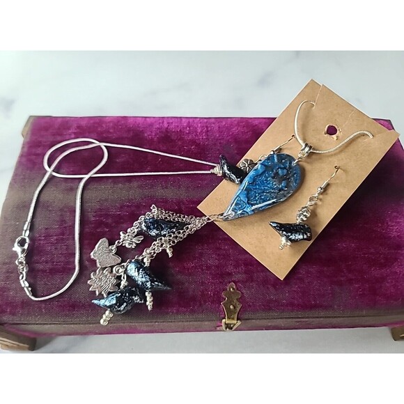 925 Multicolored Bird Themed Polymer Clay Jewelry Set, NEW - Picture 2 of 10